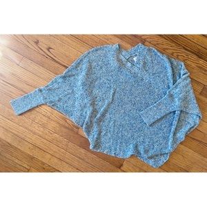Asymmetrical Designer Sweater. Dolman sleeves. Light blues
